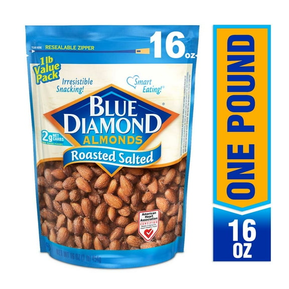 Blue Diamond Roasted Almonds, Salted, 16 Oz Bag
