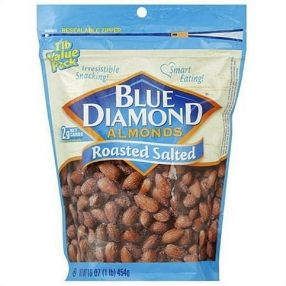 Blue Diamond Roasted Salted Almonds, 16 Oz, 6 Pack