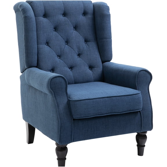Blue Diamond Tufted Wingback Accent Chair with Padded Armrests for Living Room
