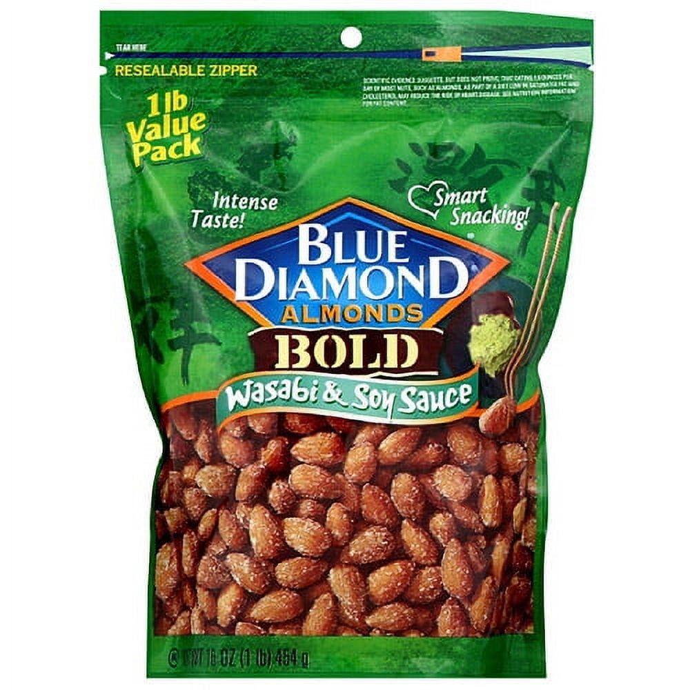 Blue Diamond Wasabi & Soy Sauce Almonds, 16 Oz, 6 Pack