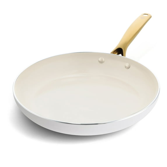Blue Diamond White Diamond 12" Toxin-Free Ceramic Frying Pan Skillet, White