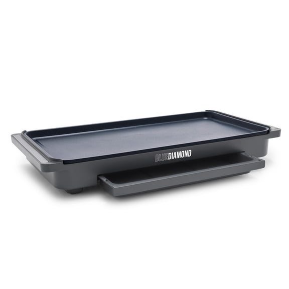 Open Box Blue Diamond XL Electric Cermaic Non Stick Griddle with Warming Tray, Graphite