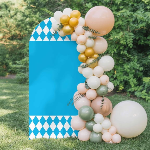 Blue Diamonds Plaid Arch Backdrop Cover 4 FT, Rectangular Geometric Abstract Modern Wedding Arch Cover Stretchy Backdrop Stands Covers for Birthday Party Ceremony Banquet Decor
