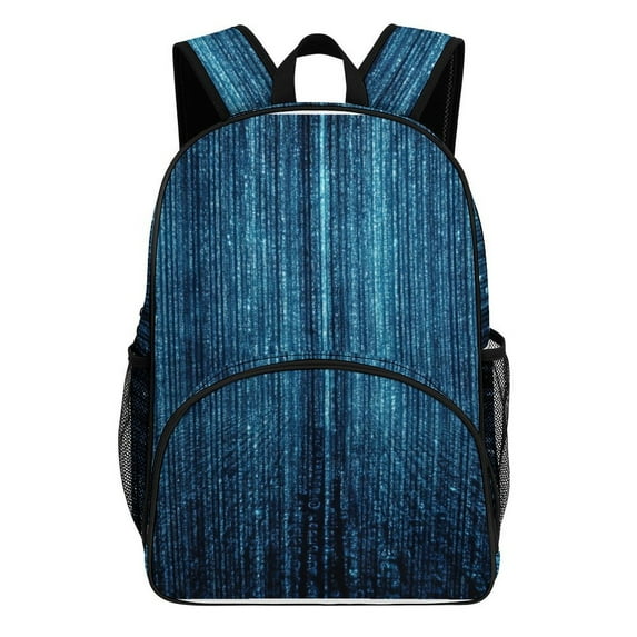 Blue Digital Code Falling Fast Teenage Backpack Middle Students Bookbag Outdoor Daypack
