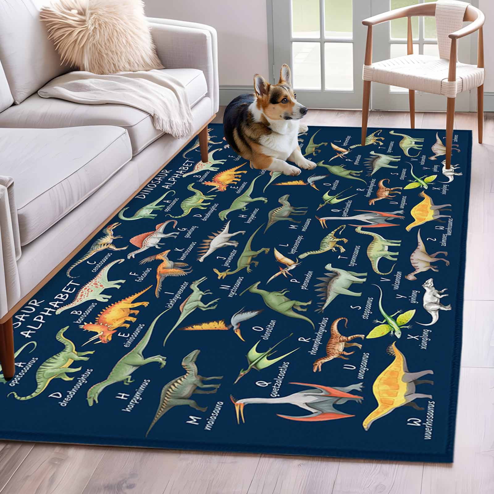 Blue Dinosaur Kitchen Runner Rug 2.7x5 Washable Runners for Hallway Non ...