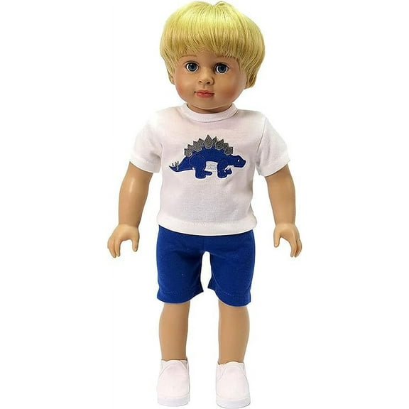Blue Dinosaur Short Set For 18 Inch Dolls