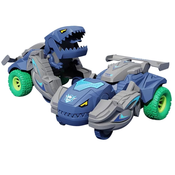 Blue Dinosaur Transformer Car Toy For Children Pull Back Race Car With Transforming Feature Blue Abs+Tpu