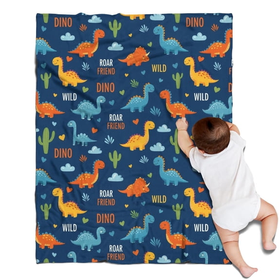 Blue Dinosaurs with Clouds and Text Blanket,Comfortable Soft Lamb Wool Throw Blanket,All Season,Warm Lightweight Blankets for Sofa Bed Couch Living Room Chair,30"x40"