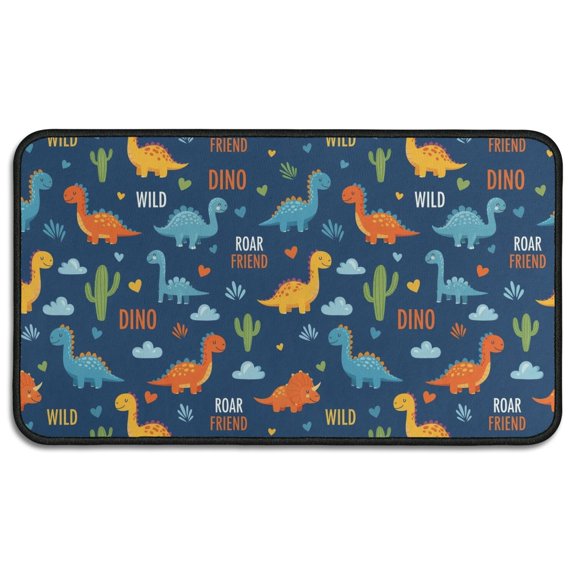 Blue Dinosaurs with Clouds and Text Door Rugs,Washable Non Slip Door Mats Indoor,Decorative Door Mats,Entry Mat Indoor for Entrance,Bedroom,Kitchen,Bathroom,30"x17"