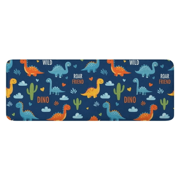 Blue Dinosaurs with Clouds and Text Kitchen Rug Mat,Kitchen Runner Rugs Non Skid Washable,Decorative Kitchen Floor Mats for Kitchen,Sink,Laundry,17"x47.2"