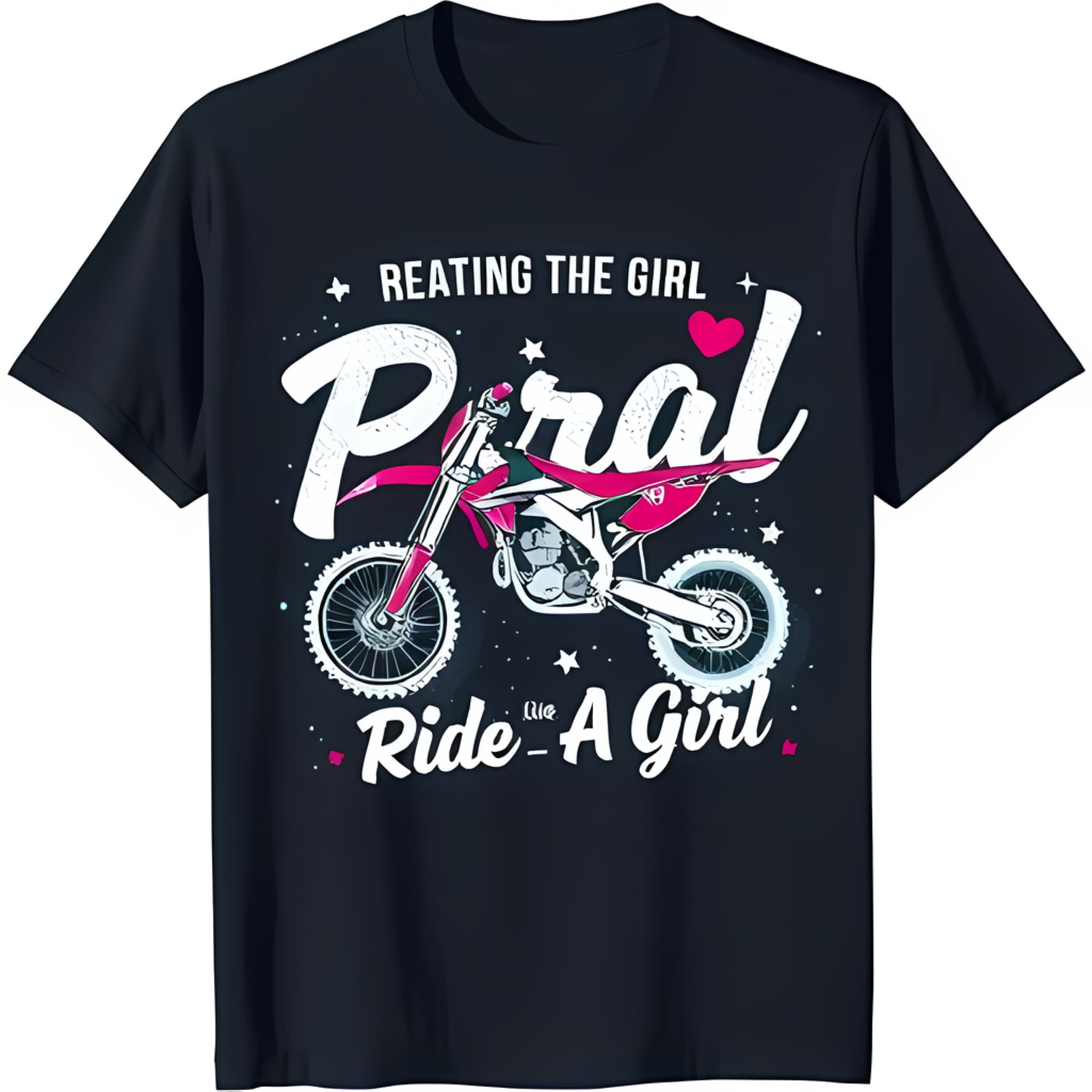 Blue Dirt Bike TShirt with Pink Accents 'Creating the Girl' Design