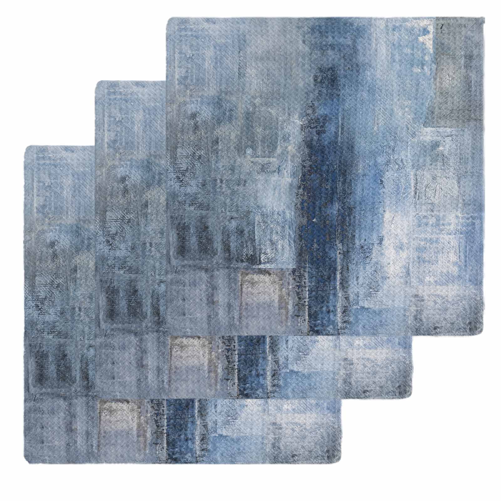 Blue Dish Towels Set, Waffle Weave Kitchen Towels 3 Pieces, Retro Oil Painting Modern Abstract Art Aesthetics Microfiber Hair Face Bath Tea Towel Absorbent Quick Drying Cleaning Dish Cloths 12"x12"