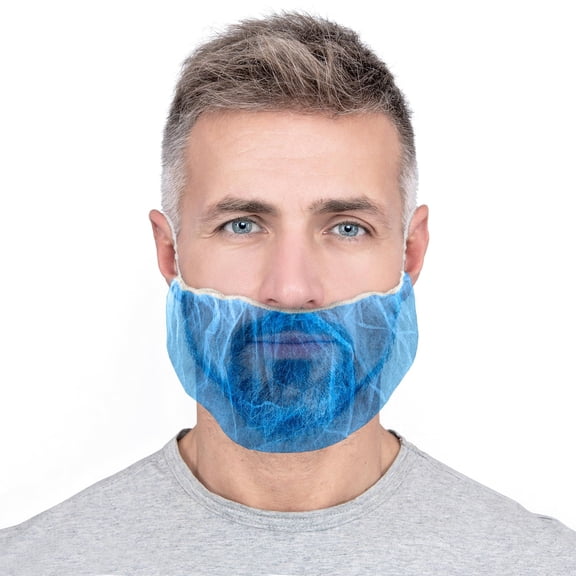 Blue Disposable Beard Nets for Work, 18 Inch. Pack of 2000 Polypropylene Disposable Beard Covers for Men with Elastic Bands. Breathable Beard Covers Nets for Cooking, Cleaning and Food Service