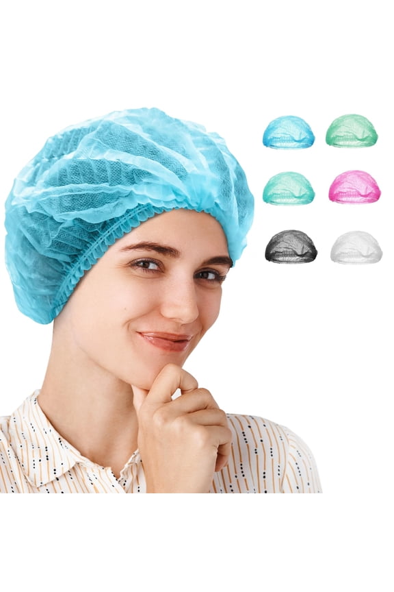 Disposable Bouffant Caps Spunbond Polypropylene Blue 1000 count 21 in with Elastic Edge