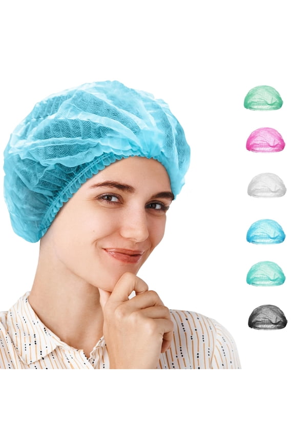 Disposable Bouffant Caps Spunbond Polypropylene Blue 1000 count 24 in with Elastic Edge