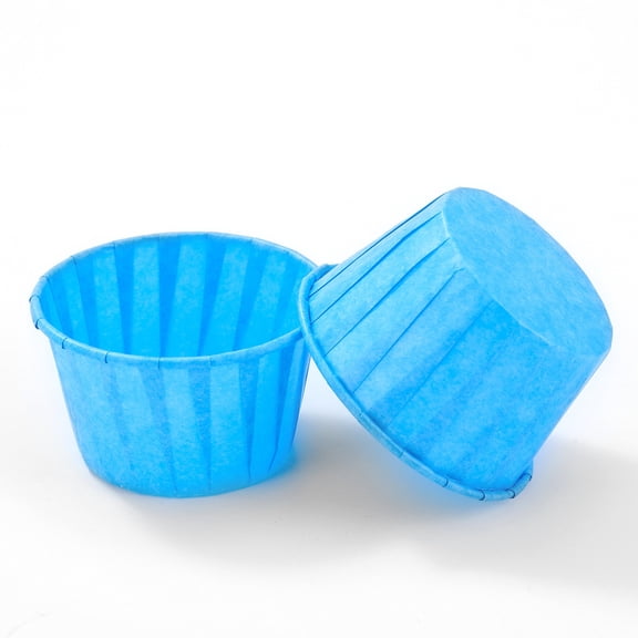 Blue Disposable Cupcake Paper Cups with Rimmed Edge Heat Resistant Easy Release Perfect for Baking and Party Events Blue