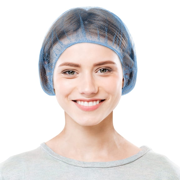 Blue Disposable Hair Nets, Nylon Bouffant Caps, 1000 Count, 24 in