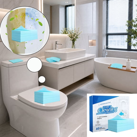 Blue Dissolvable Toilet Cleaning Sheets, Concentrated Limescale Yellow Stain Odor Remover Deodorizing Bathroom Cleaner Strips