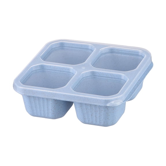 Blue Divided Food Storage Container Reusable Bento Box 4 Compartments Snack Box for Meal Prep Campus Office Travel