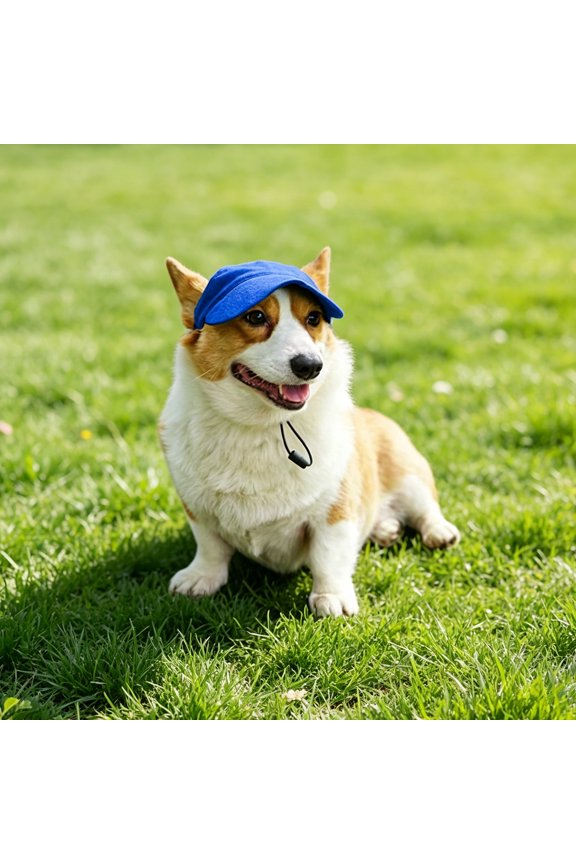 Blue Dog Baseball Cap, Dog Ear Holes Design, Twill Fabric Construction, Adjustable Chin Strap, Lightweight Pet Headwear with Built-In Uv Protection for Daily Outdoor Wear