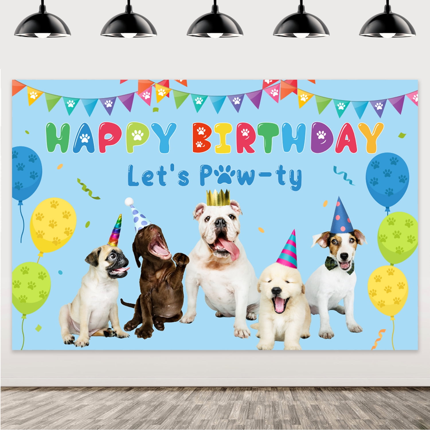 Personalized Blue Dog Birthday store Backdrop for Customized Vinyl Banner for Balloon Arch