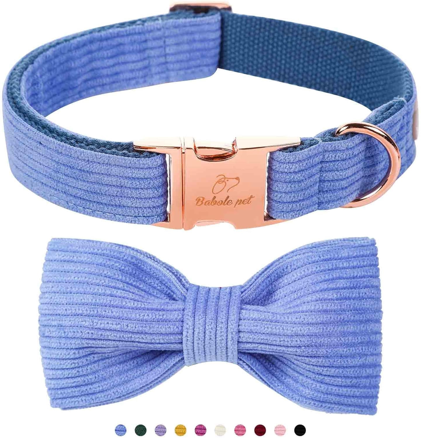 Blue Dog Collars for Large Dog,Cute Corduroy Dog Collar with Bow Tie ... - Corduroy Shirt Hazards For Dogs