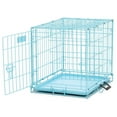 Blue Dog Crate MidWest iCrate 24" Blue Folding Metal Dog Crate w