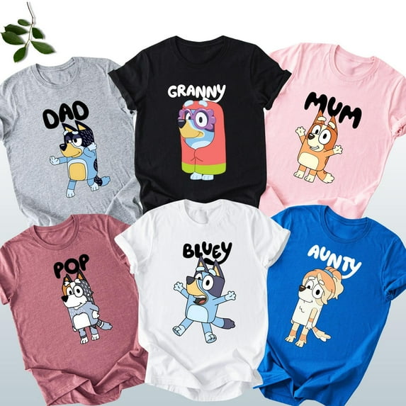 Blue Dog Family Matching Shirts, Blue Dog Party Shirts, Blue Dog Cartoon T-Shirt, Bluey Mom Dad Family Matching Tees