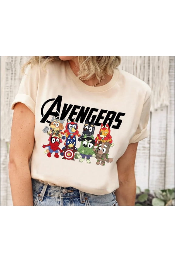 Blue Dog Heroes Shirt Blue Superheroes Tshirt, Cartoon Characters Tee Blue Dog Shirt Funny Shirt, Bluey Friends