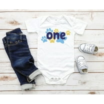 Blue Dog One First Birthday Baby Infant Bodysuit, Blue First Birthday Baby Outfit, 1St Bday Baby Bodysuit Cute Baby Onesie, BABY BODYSUIT LAT 4424