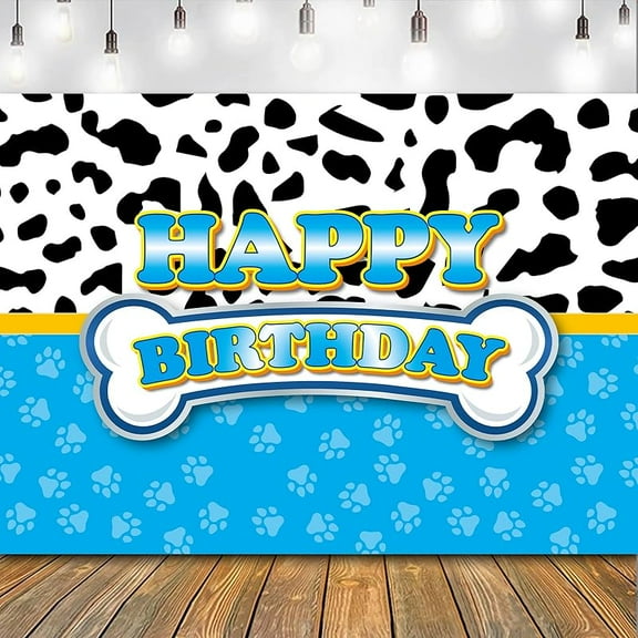 Blue Dog Paw Birthday Party Decoration Supplies, 5 * 3ft Puppy Photo Booth Backdrop Banner, Kids Boys Baby Shower Birthday Party Photography Background