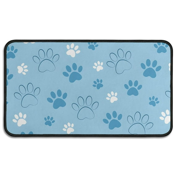 Blue Dog Paw Footprint Door Rugs,Washable Non Slip Door Mats Indoor,Decorative Door Mats,Entry Mat Indoor for Entrance,Bedroom,Kitchen,Bathroom,30"x17"