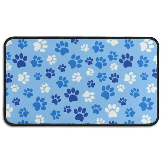 Blue Dog Paw Footprint Door Rugs,Washable Non Slip Door Mats Indoor,Decorative Door Mats,Entry Mat Indoor for Entrance,Bedroom,Kitchen,Bathroom,30"x17"