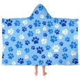 thumbnail image 1 of Blue Dog Paw Footprint Hooded Bath Towel，50"x30" for Ages 3 To 12 Kids, Quick Dry Lightweight Soft Microfiber Hood Beach Towel Cover Up for Kids, 1 of 7