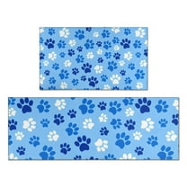 Blue Dog Paw Footprint Kitchen Rugs Sets Of 2,Anti Fatigue Kitchen Mat Rugs Non Slip Washable,Decorative Kitchen Floor Mats for Kitchen,Sink,Laundry,17"x30" 17"x47"