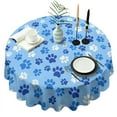 thumbnail image 1 of Blue Dog Paw Footprint Round Tablecloth 60"x60",Wrinkle Wipeable Table Cloth for Kitchen Dining Room Picnic Patio Party, 1 of 6