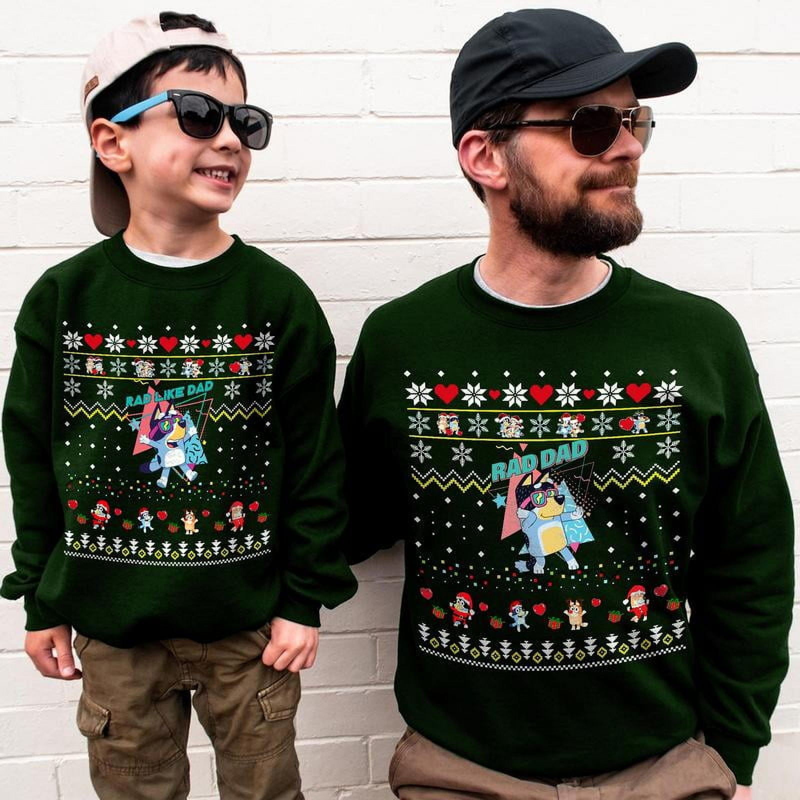 Blue Dog Rad Dad Matching Ugly SweatSweat For Dad and Son. Gift For