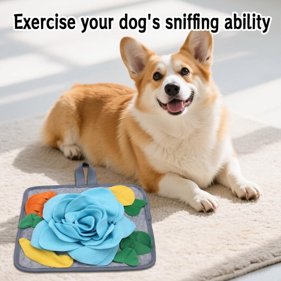 Blue Dog Snuffle Mat For Foraging Enrichment, Interactive Puzzle Mat For Boredom Relief, Slow Feeding Mat For Small Medium Large Dogs Training, Indoor Outdoor Use, Calming Anxiety