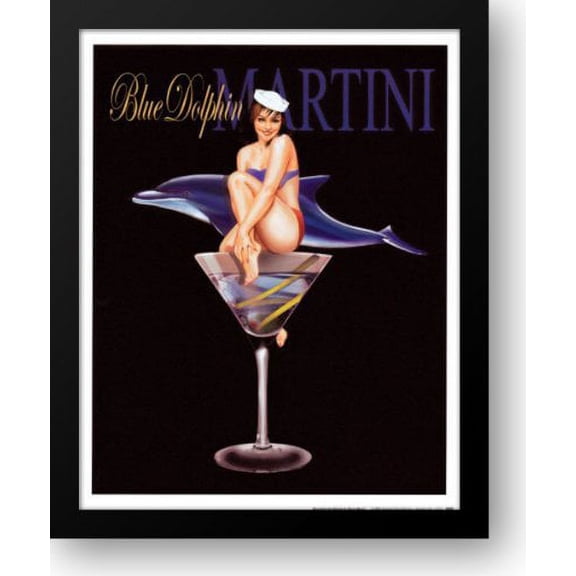 Blue Dolphin Martini 16x19 Framed Art Print by Burch, Ralph