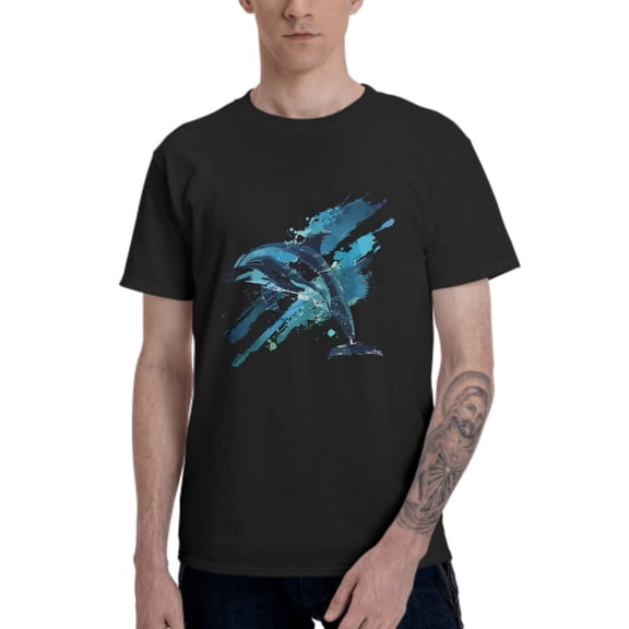 Blue Dolphin Men's T-Shirt Cotton 100% Summer Tops Fashion Casual Blue Dolphin Short Sleeves for Men Women Round Collar Top Tees