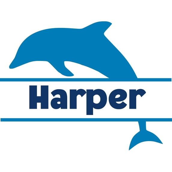 Blue Dolphin Ocean Mammal Dolphin Customized Wall Decal - Custom Vinyl Wall Art - Personalized Name - Baby Girls Boys Kids Bedroom Wall Decal Room Decor Wall Stickers Decoration Size (20x20 inch)