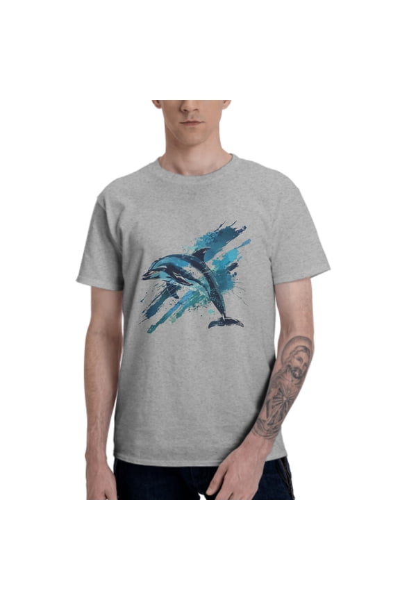 Blue Dolphin T-Shirt for Men Cotton 100% Summer Tops Women Fashion Casual Short Sleeves Round Collar Short-Sleeve Couple Top Tees