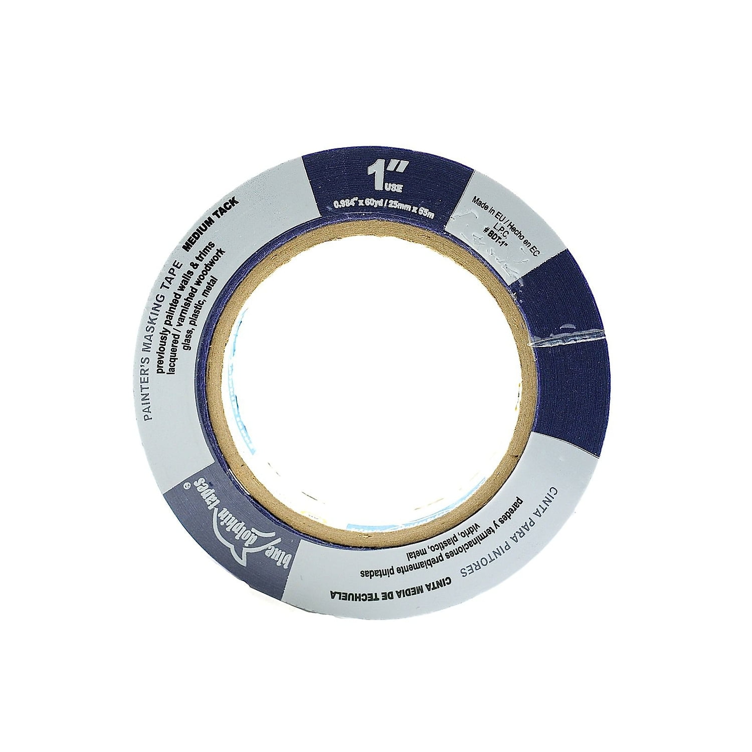 Blue Dolphin Tapes Painter'S Tape For Professionals 1 In. X 180 Ft. [Pack Of 6] (6PK-BDT 0100)