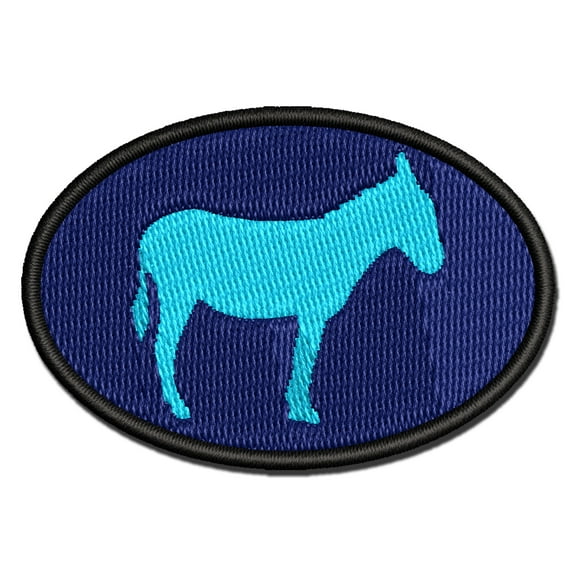 Blue Donkey Democrat Liberal Left Applique Multi-Color Embroidered Hook & Loop Patch - 2.5 Inch Small