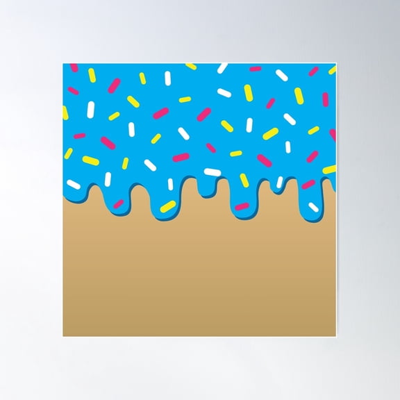 Blue Donut Dripping Pattern Poster Wall Art, Modern Wall Decor For Living Room Bedroom, 30x30 UNFRAMED