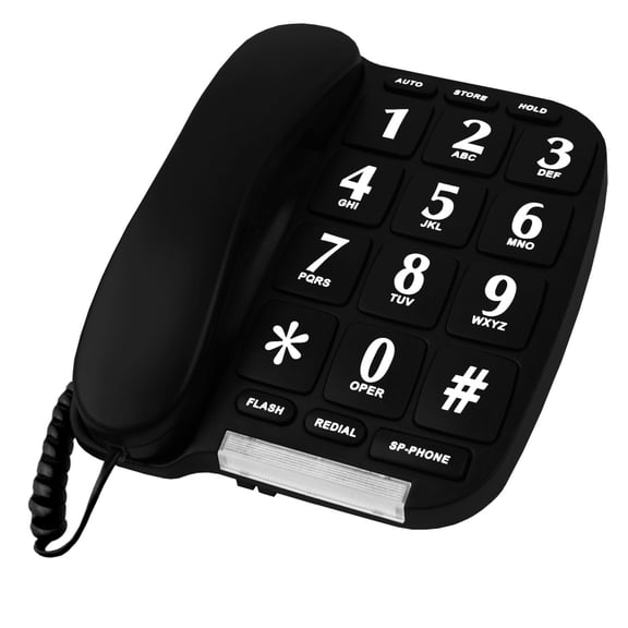 Blue Donuts Black Big Button Phone for Wall or Desk with Speaker and Memory