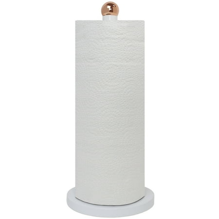 Blue Donuts Grove Free Standing Paper Towel Holder with Weighted Padded Base, White, 13.5"