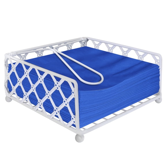 Blue Donuts Lattice Flat Napkin Holder WHITE