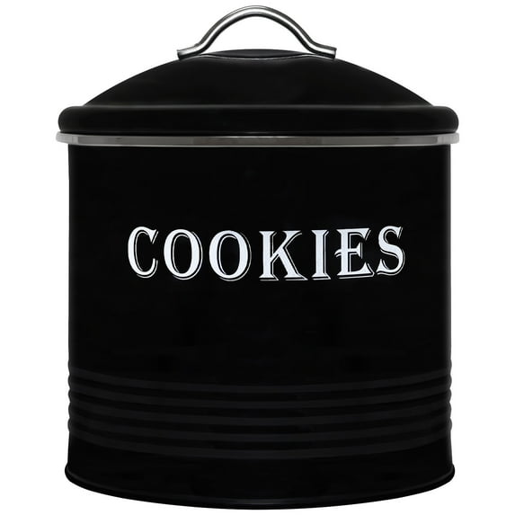 Blue Donuts Tin Cover, Black Cookie Jar