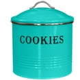 Blue Donuts Tin, Turquoise Cookie Jar